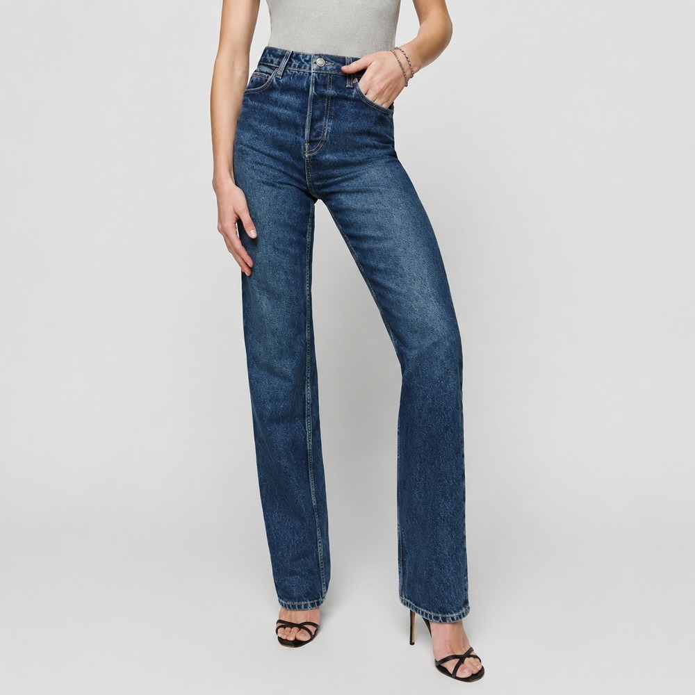 Reformation | Cynthia High Rise Straight Long Jeans Medium Blue Wash Size 26/31